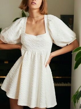 FREE PEOPLE Violet Puff Sleeve Mini Dress
